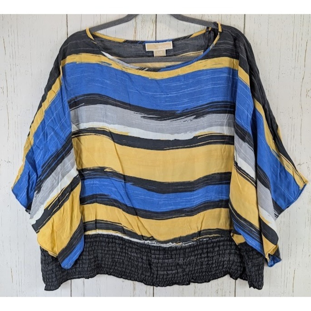 Michael Kors Size Large Multicolor Stripe Silk Dolman Womens‎ Blouse